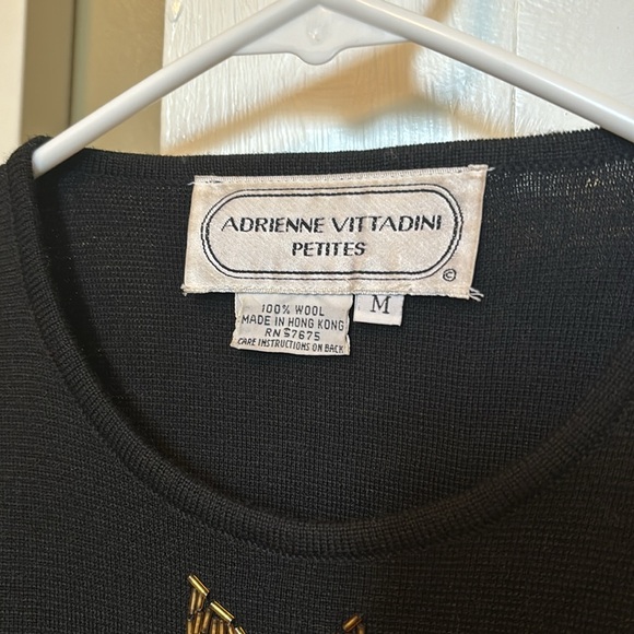 Adrienne Vittadini Black and Gold Wool Sweater - Picture 3 of 4